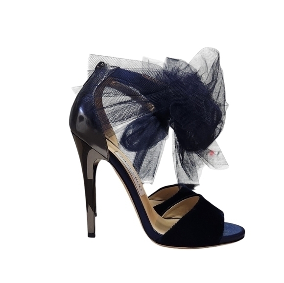 Jimmy Choo Navy Blue Heels with Tulle Detail - Picture 2 of 16